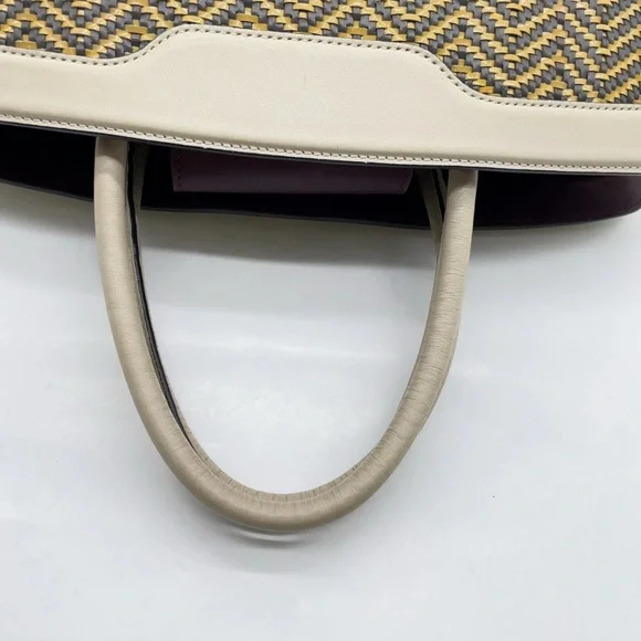 Auth Bvlgari Isabella Rossellini Leather White x Multicolor Handbag - Picture 6 of 16